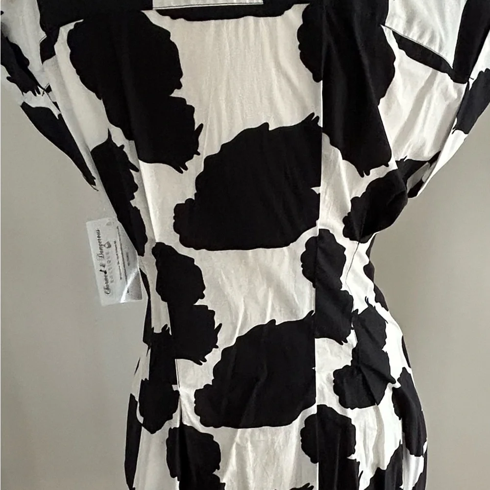 Elegant Black and White Abstract Dress - Picture 3 of 5